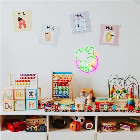 Yoshi Mario World LED Neon Sign Vintage Style Game Room Light Bedroom BRIGHT New - Picture 4 of 7